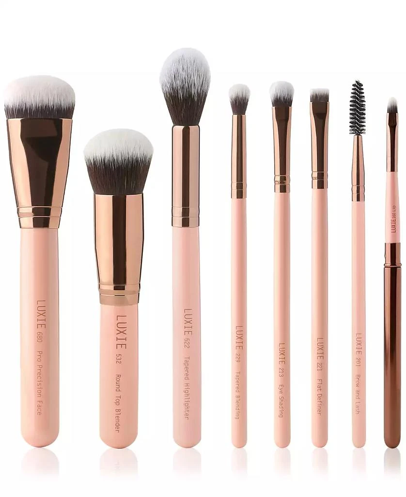 商品Luxie|8-Pc. Rose Gold Complete Face Brush Set,价格¥598,第1张图片