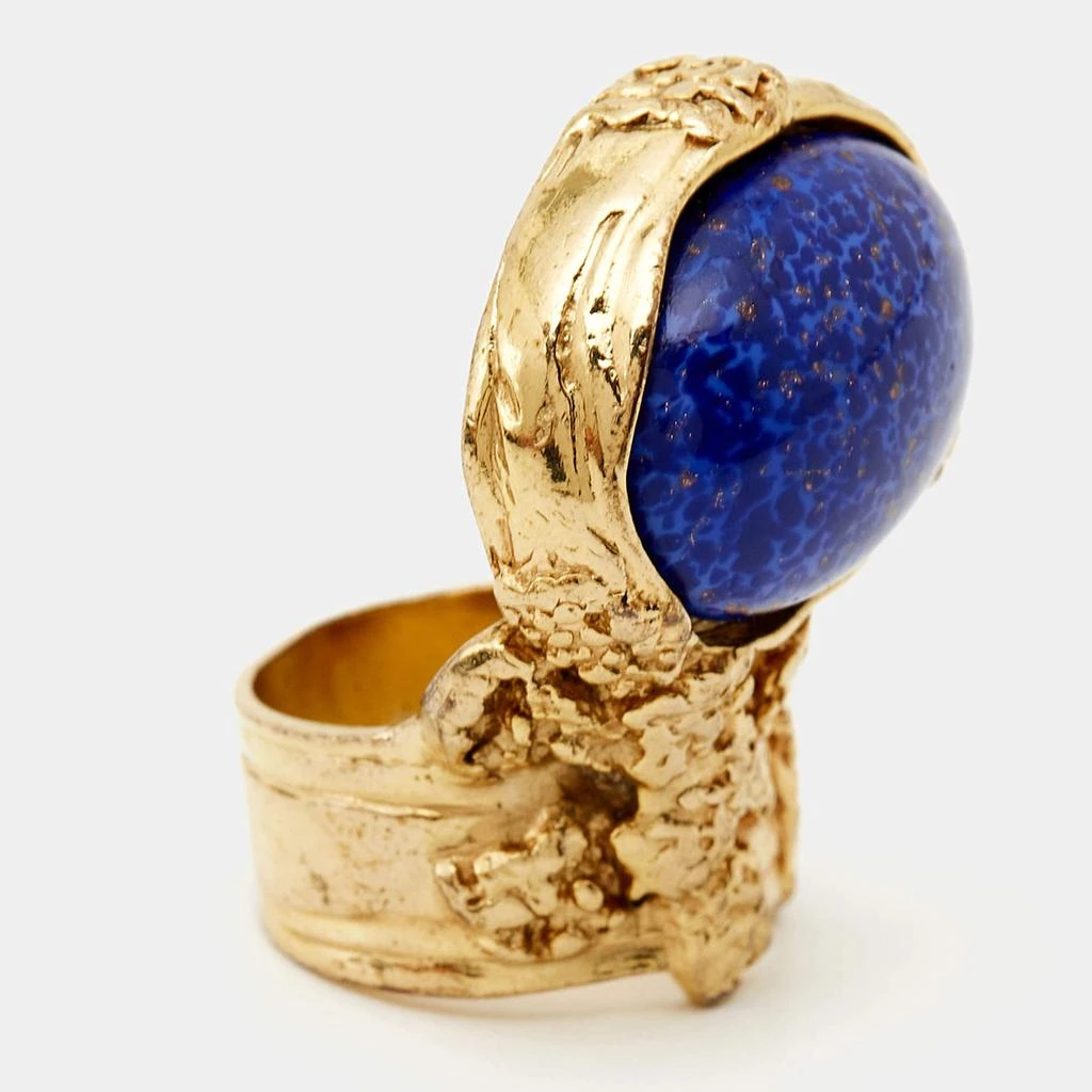 商品[二手商品] Yves Saint Laurent|Yves Saint Laurent Arty Glass Gold Tone Ring Size 57,价格¥1760,第1张图片