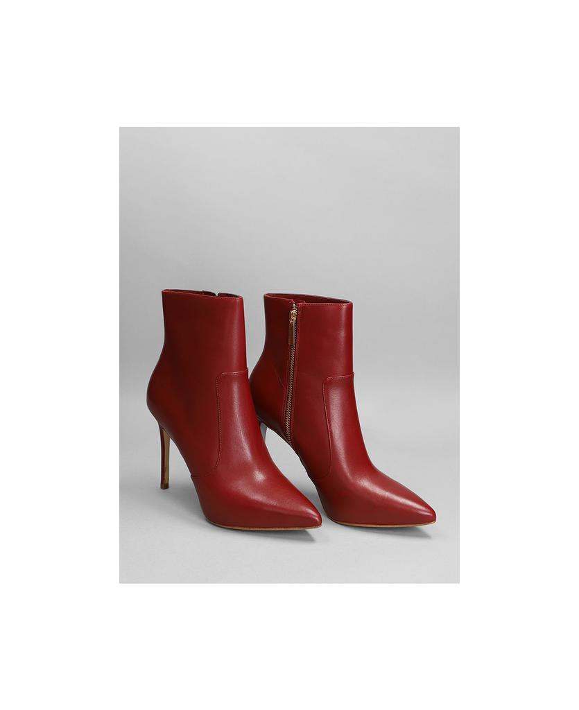 商品Michael Kors|Rue High Heels Ankle Boots In Bordeaux Leather,价格¥1920,第4张图片详细描述