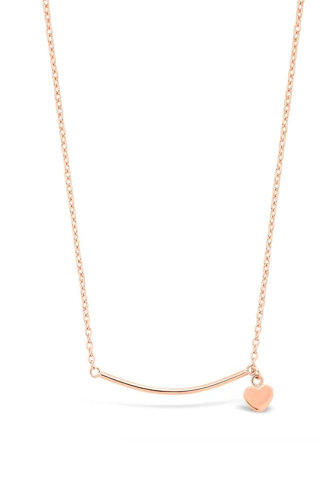 商品Sterling Forever|14K Rose Gold Plated Sterling Silver Polished Bar & Heart Drop Necklace,价格¥225,第1张图片