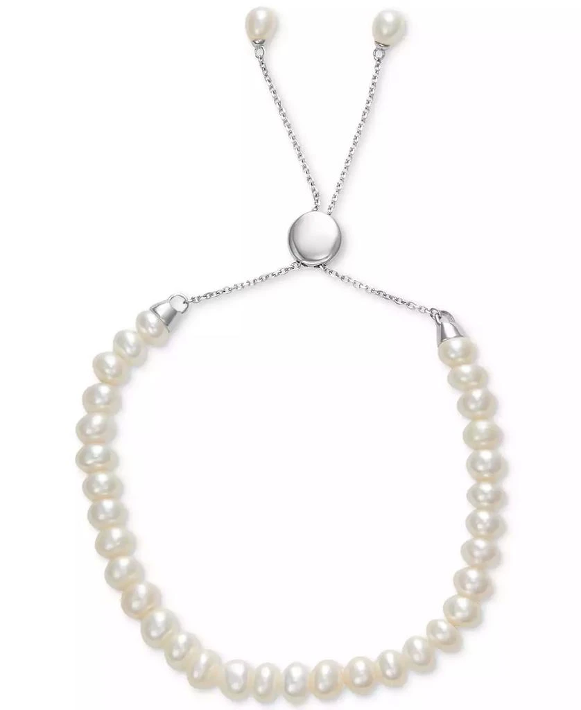 商品Macy's|White Cultured Freshwater Pearl (6-1/2mm) Bolo Bracelet in Sterling Silver (Also in Gray or Pink Cultured Freshwater Pearl),价格¥498,第1张图片