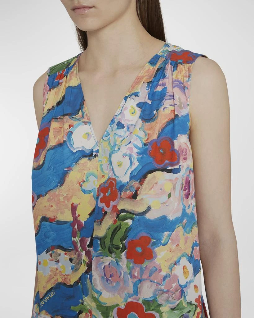 商品Marni|Floral Painting-Print Sleeveless Cotton Blouse,价格¥3784,第4张图片详细描述