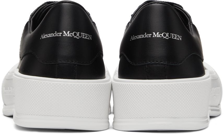 商品Alexander McQueen|Black & White Leather Deck Plimsoll Sneakers,价格¥4353,第6张图片详细描述