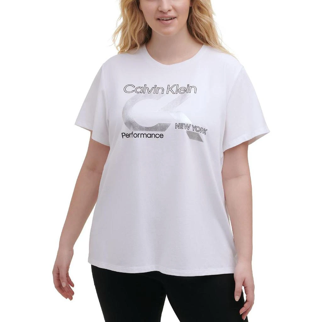 商品Calvin Klein|Calvin Klein Performance Womens Plus Foil Logo Pullover Top,价格¥107,第1张图片