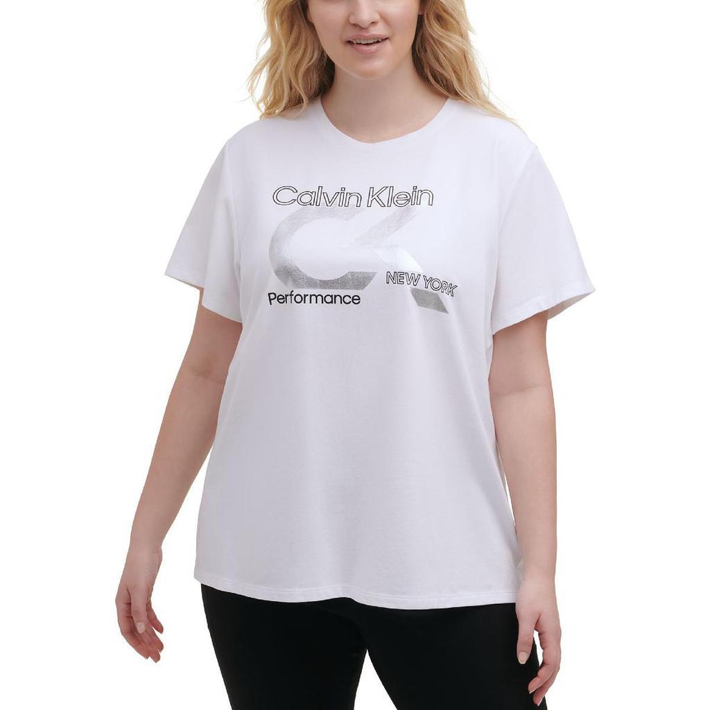 商品Calvin Klein|Calvin Klein Performance Womens Plus Foil Logo Pullover Top,价格¥162-¥167,第1张图片