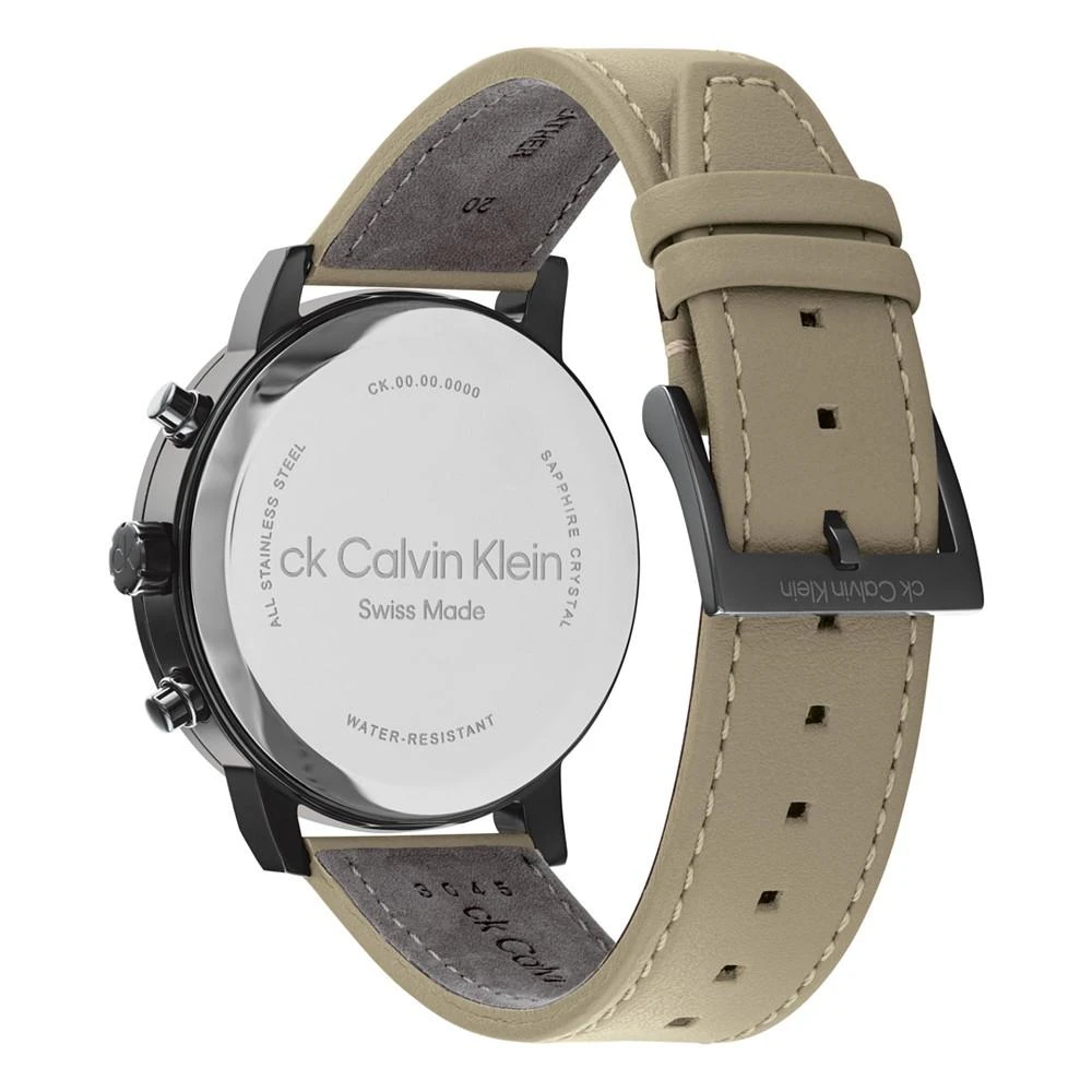 商品Calvin Klein|Men's Swiss Chronograph Gauge Tan Leather Strap Watch 42mm,价格¥2228,第3张图片详细描述