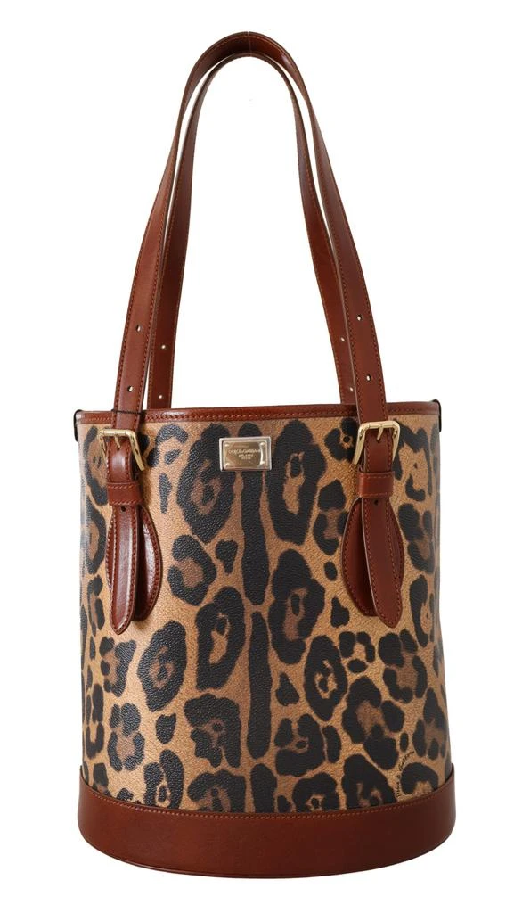 商品Dolce & Gabbana|Dolce & Gabbana Brown Leopard Pattern Shopping Tote Hand Bucket Purse,价格¥8314,第1张图片