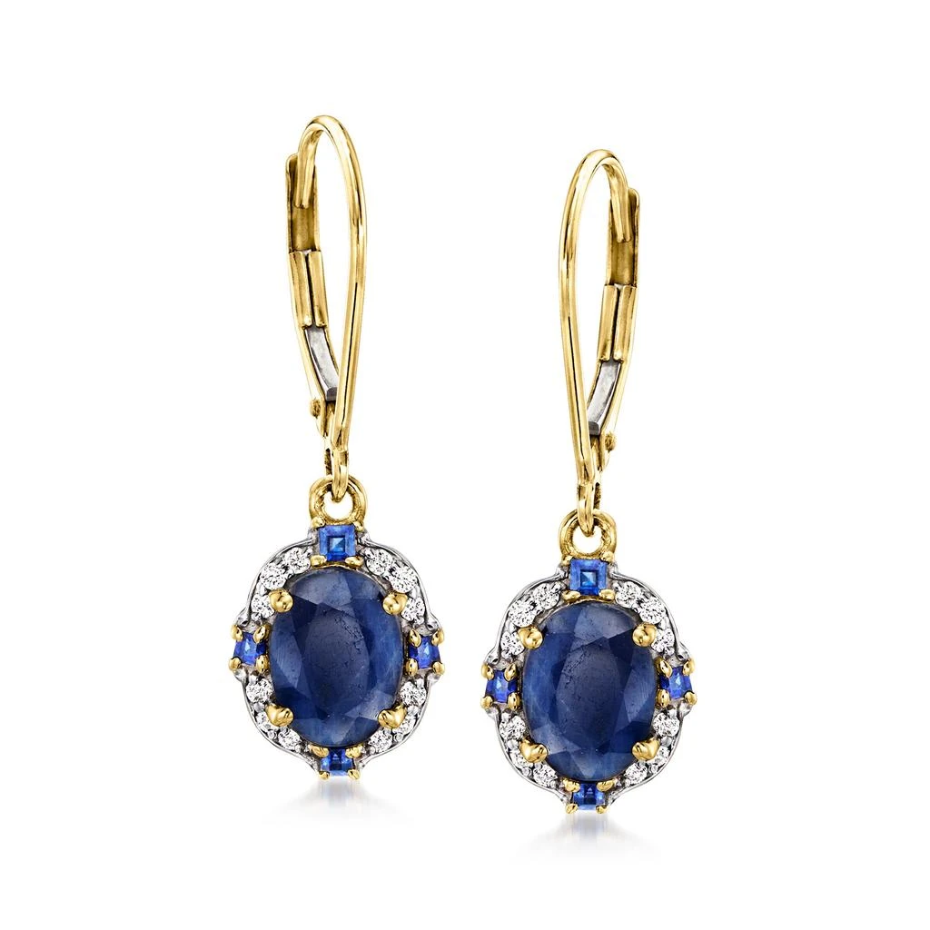 商品Ross-Simons|Ross-Simons Sapphire and . Diamond Drop Earrings in 14kt Yellow Gold,价格¥6755,第1张图片