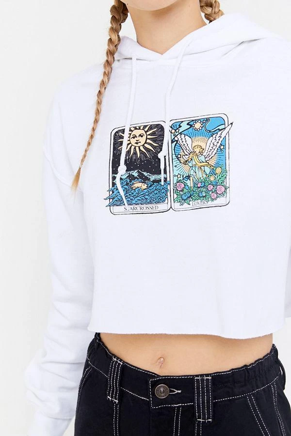 商品Urban Outfitters|Tarot Card Cropped Hoodie Sweatshirt,价格¥227,第1张图片