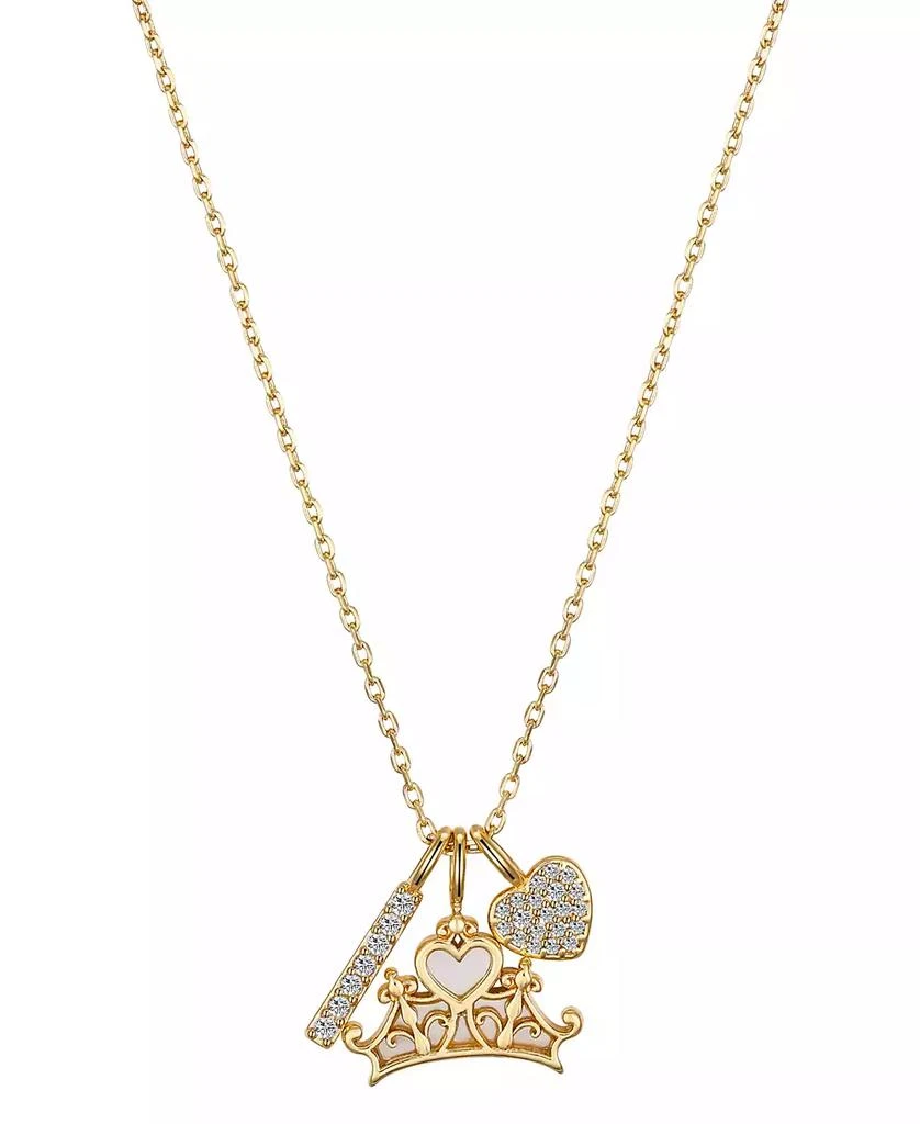 商品Disney|Cubic Zirconia and Mother of Pearl Princess Crown Charm Pendant Necklace,价格¥115,第1张图片