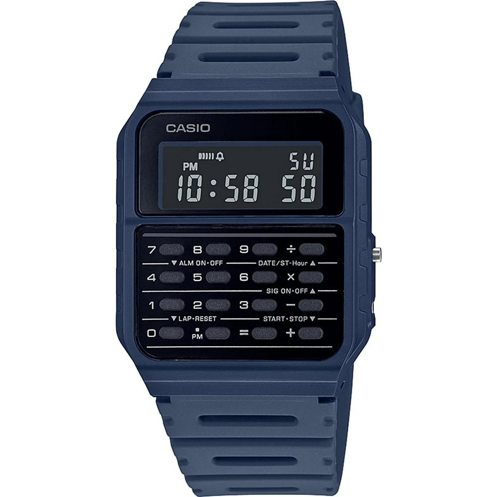 商品Casio|Unisex Digital Calculator Blue Resin Strap Watch 34.4mm,价格¥223,第1张图片