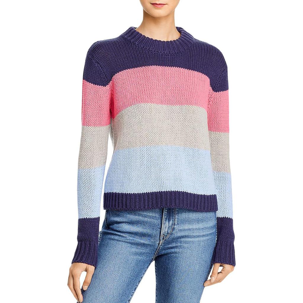 Aqua Womens Cropped Stripe Pullover Sweater商品第1张图片规格展示