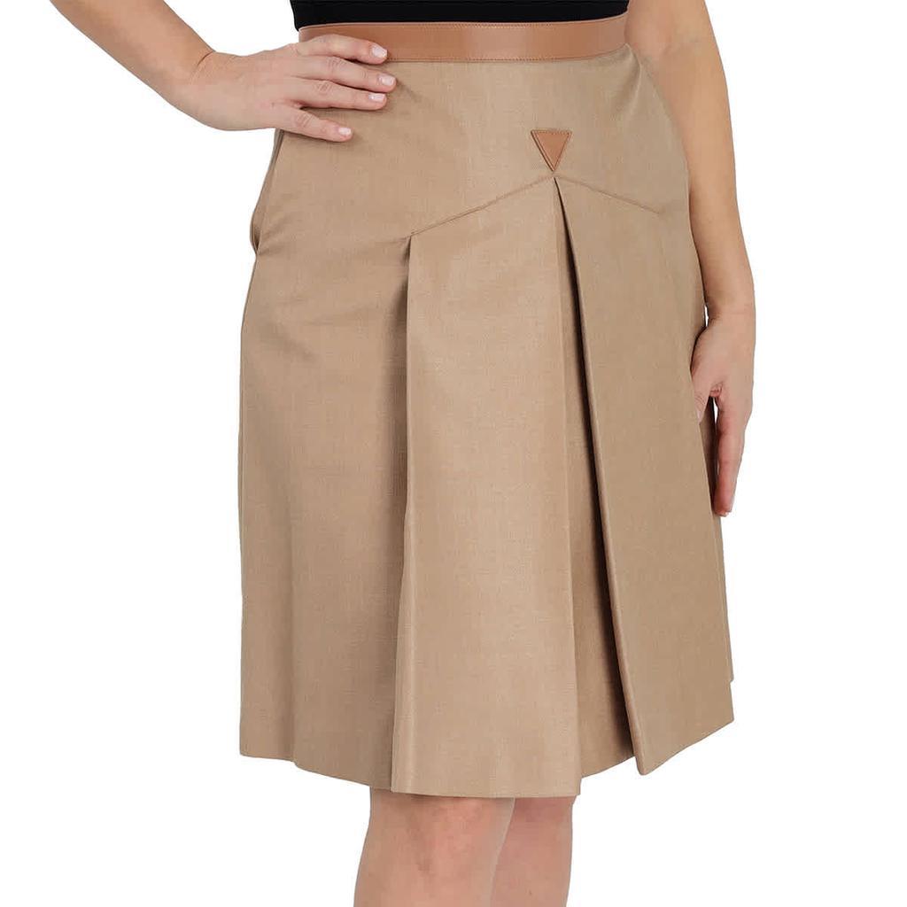 商品Burberry|Ladies Box-pleated Wool Silk Skirt With Lambskin Trim,价格¥5588,第4张图片详细描述