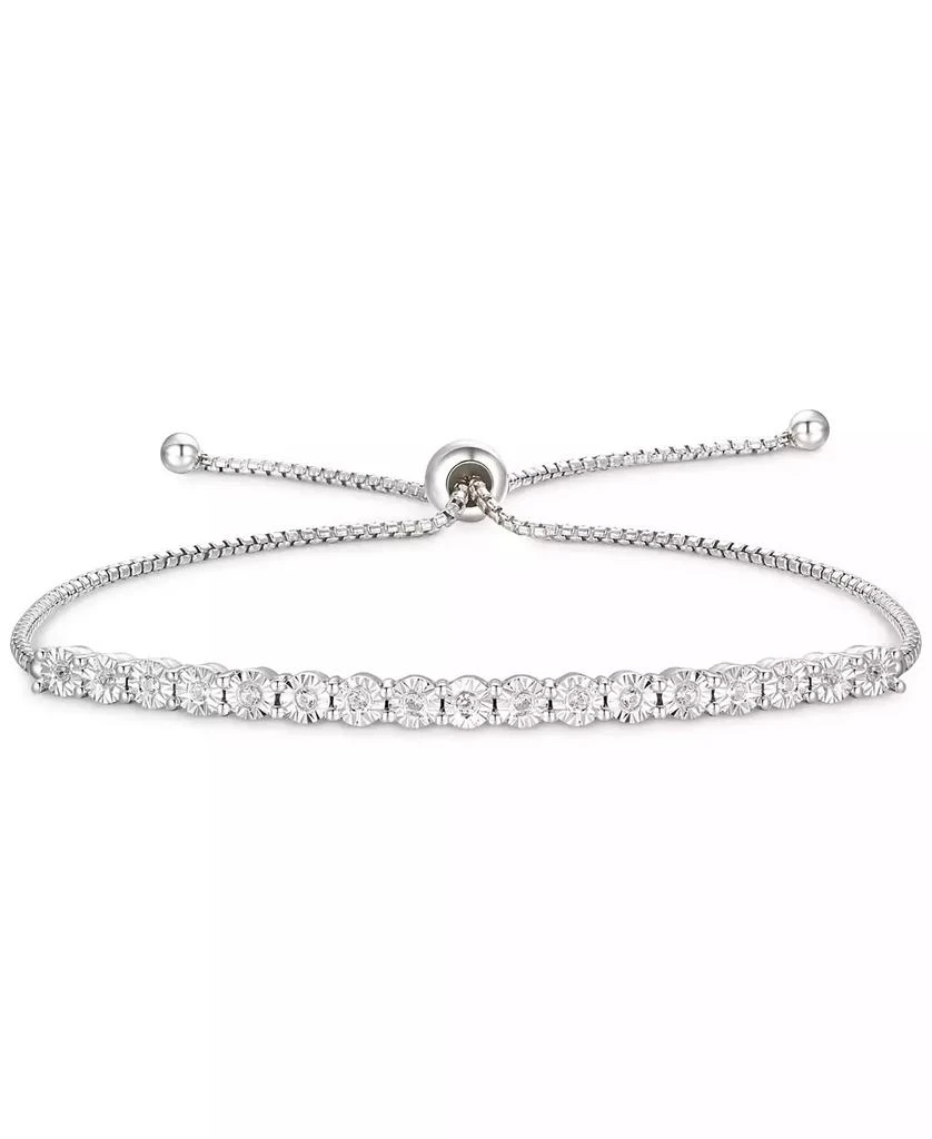 商品Macy's|Diamond Bolo Bracelet (1/10 ct. t.w.) in Sterling Silver, 14k Gold-Plated Sterling Silver or 14k Rose Gold-Plated Sterling Silver,价格¥456,第3张图片详细描述