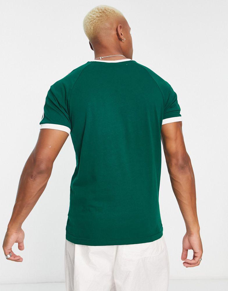 adidas Originals adicolor 3 stripe t-shirt in dark green商品第2张图片规格展示