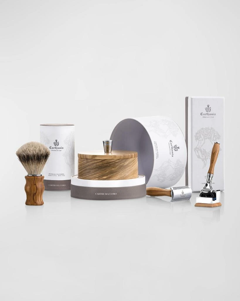 商品Carthusia|Men's Salone da Barba Super Badger and Olive Wood Shaving Brush,价格¥1340,第3张图片详细描述