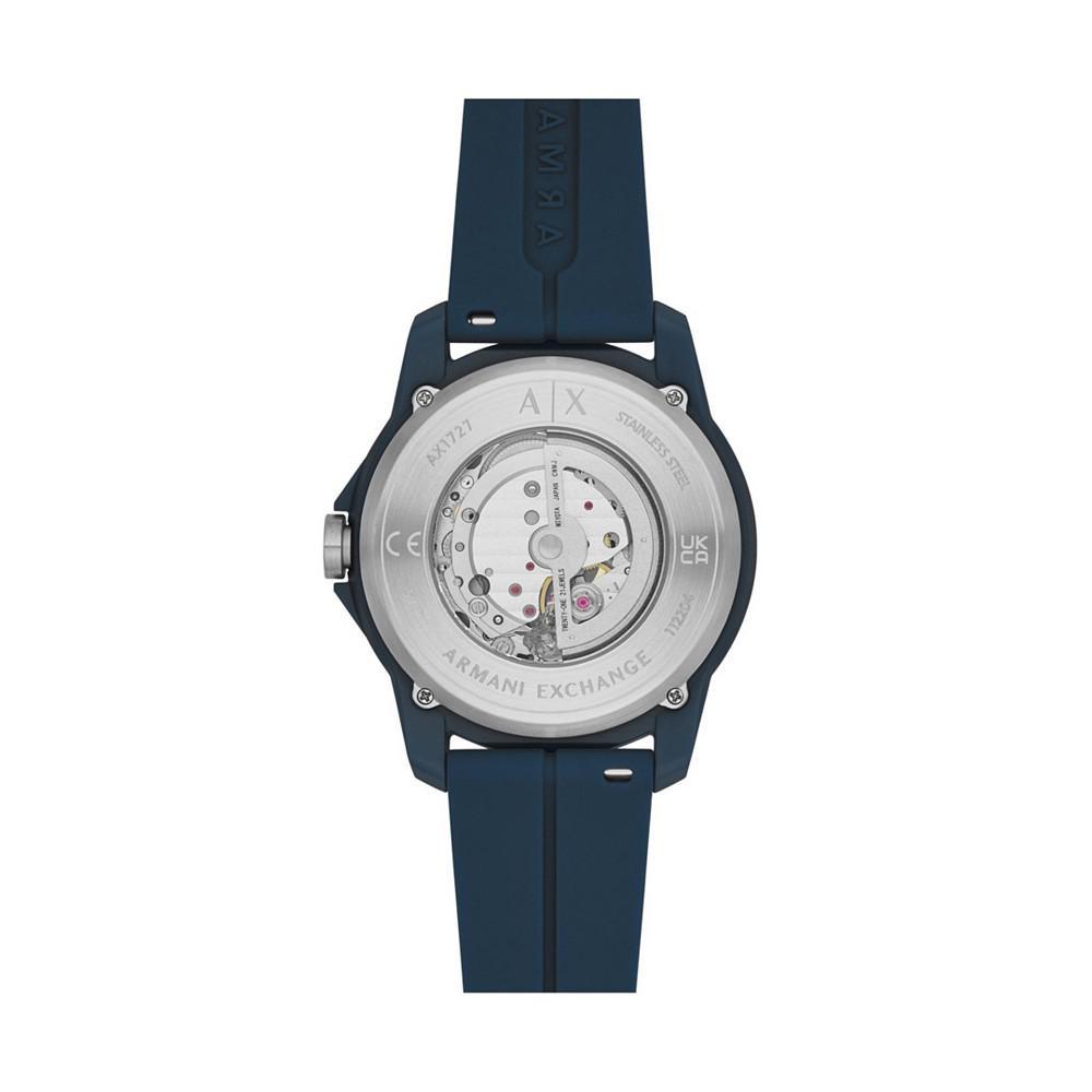 商品Armani Exchange|Men's Automatic in Navy Case with Navy Silicone Strap Watch, 44mm,价格¥1761,第5张图片详细描述