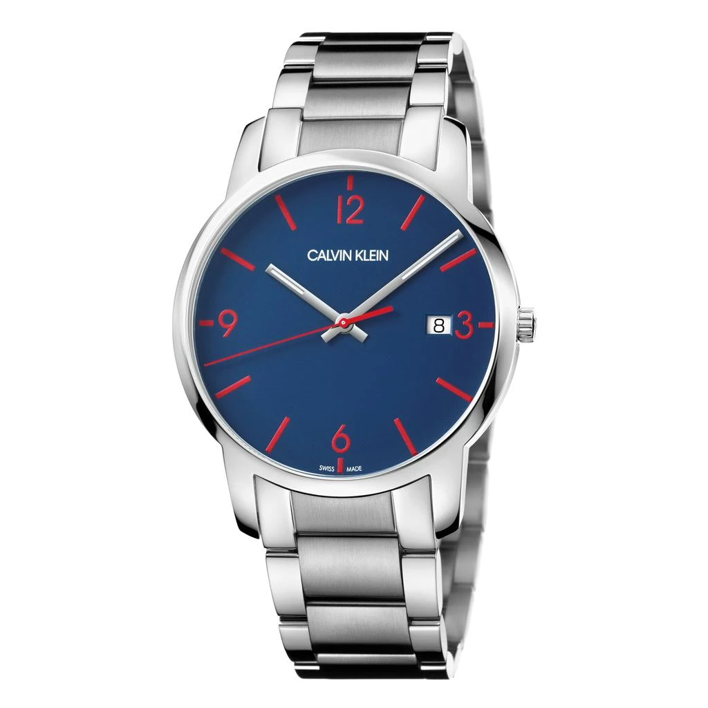 商品Calvin Klein|Calvin Klein Men's K2G2G147 City 43mm Blue Dial Stainless Steel Watch,价格¥414,第1张图片