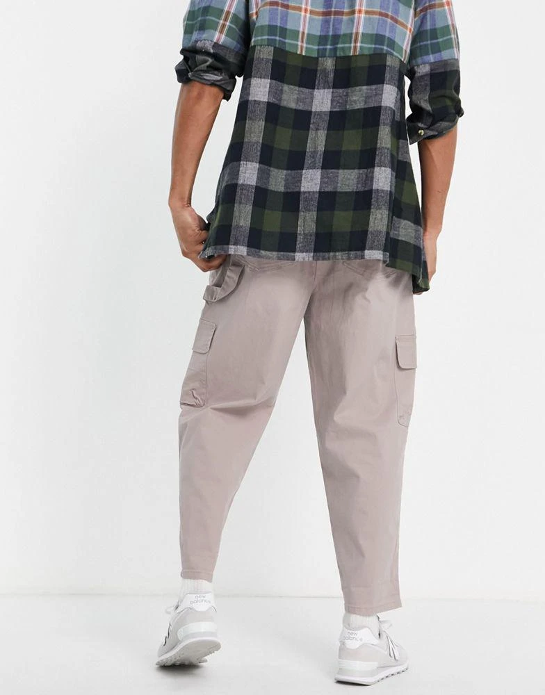商品ASOS|ASOS DESIGN carpenter wide leg trousers in beige ,价格¥136,第4张图片详细描述