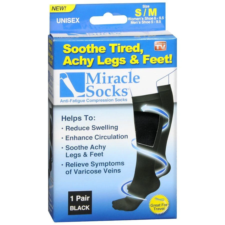 Miracle Socks Anti-Fatigue Compression Socks, Unisex Black 1