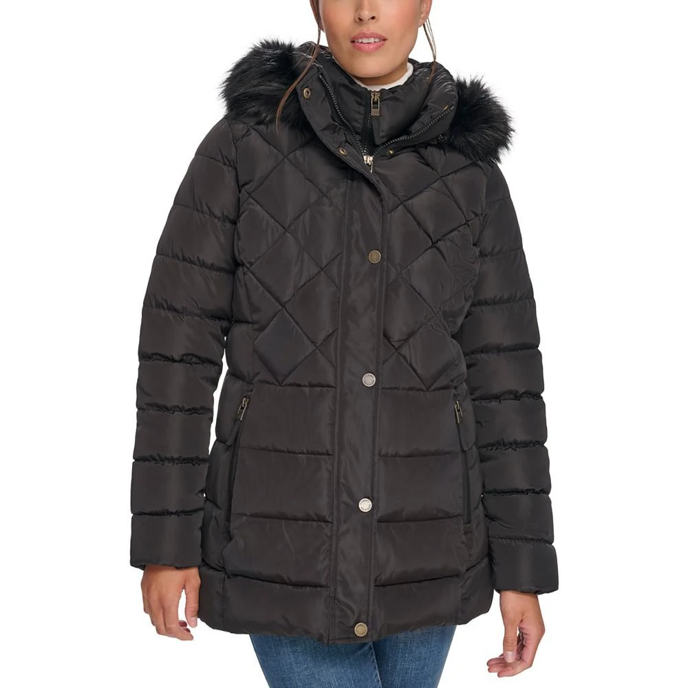 商品Tommy Hilfiger|Women's Petite Bibbed Faux-Fur-Trim Hooded Puffer Coat, Created for Macy's,价格¥973,第1张图片