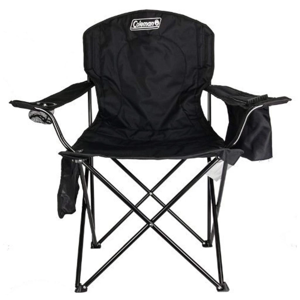 商品Coleman|Coleman Portable Quad Camp Chair with 4-Can Cooler, Cushioned Seat & Back with Side Pockets & Cup Holder, Carry Bag Included,价格¥333,第1张图片