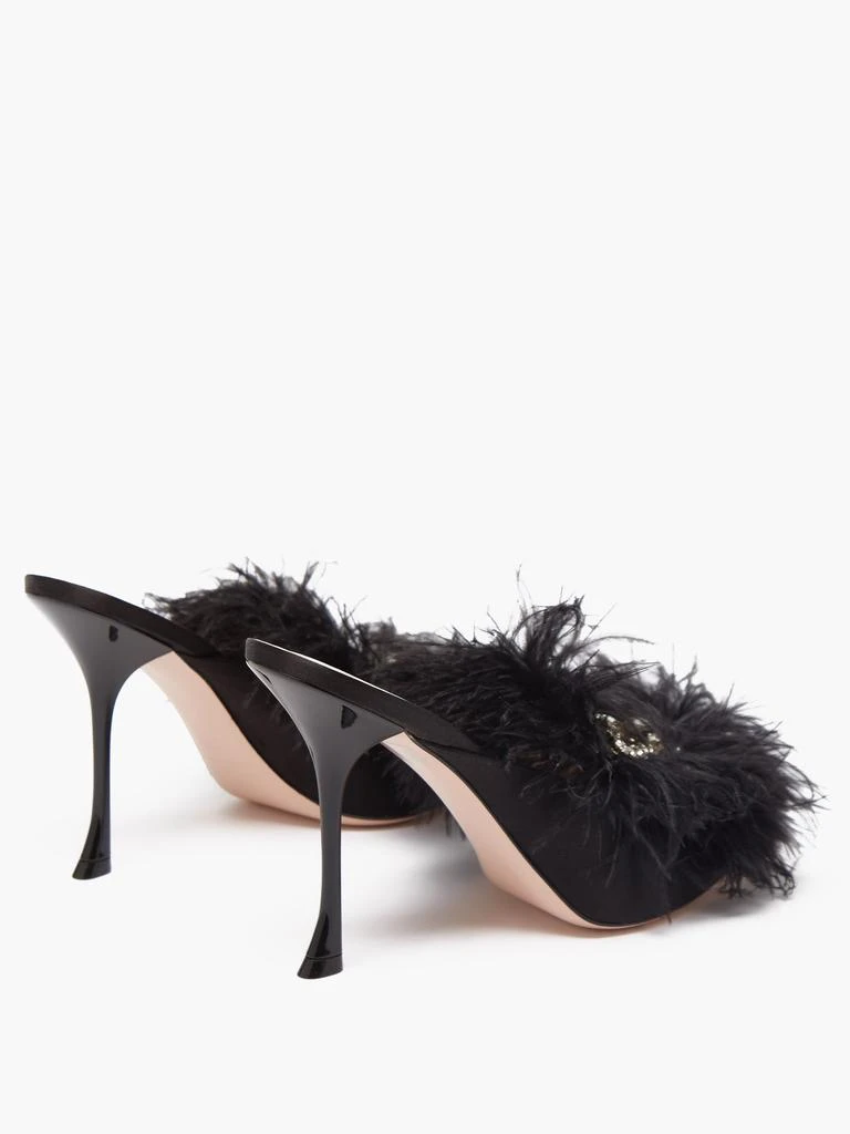 商品Roger Vivier|Feather-trim crystal-embellished satin mules,价格¥8894,第4张图片详细描述