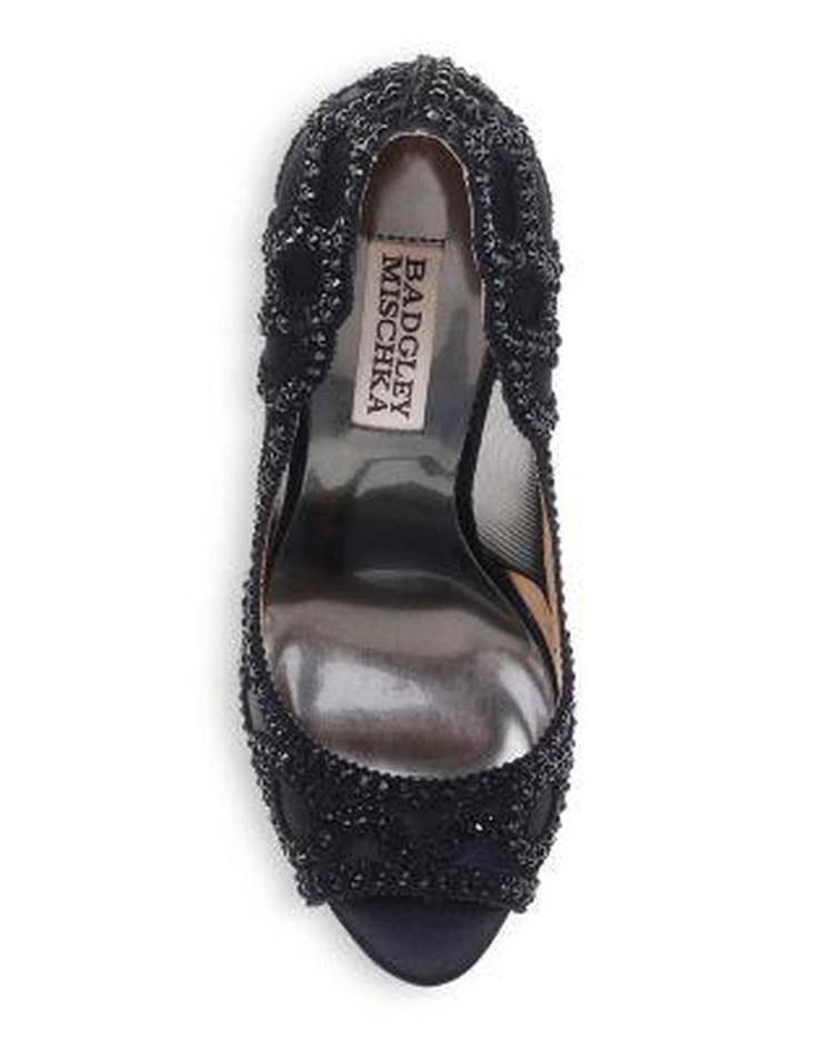 商品Badgley Mischka|Women's Witney Embellished Satin & Mesh Platform High-Heel Pumps ,价格¥981,第3张图片详细描述
