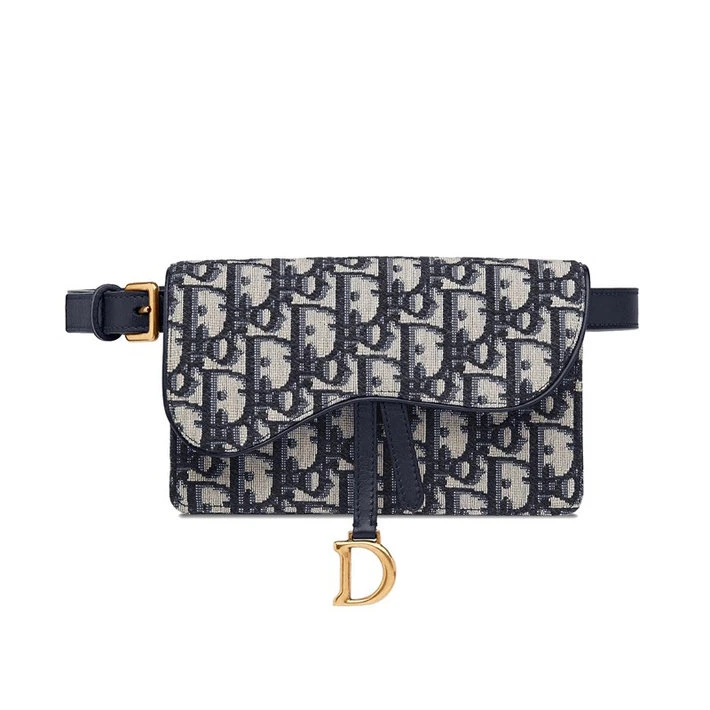 商品Dior|【预售3-7天】DIOR/迪奥  女士Saddle蓝色Dior Oblique提花帆布马鞍腰包 S5619CTZQ_M928,价格¥9325,第1张图片