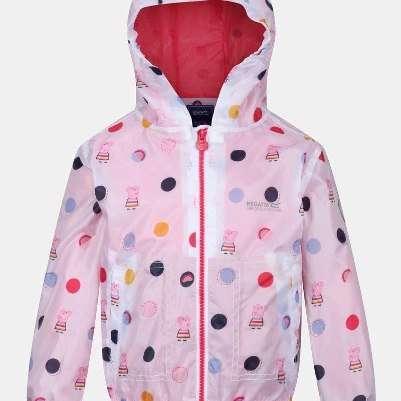 商品Regatta|Childrens/Kids Peppa Pig Polka Dot Hooded Waterproof Jacket Light Pink,价格¥277,第1张图片