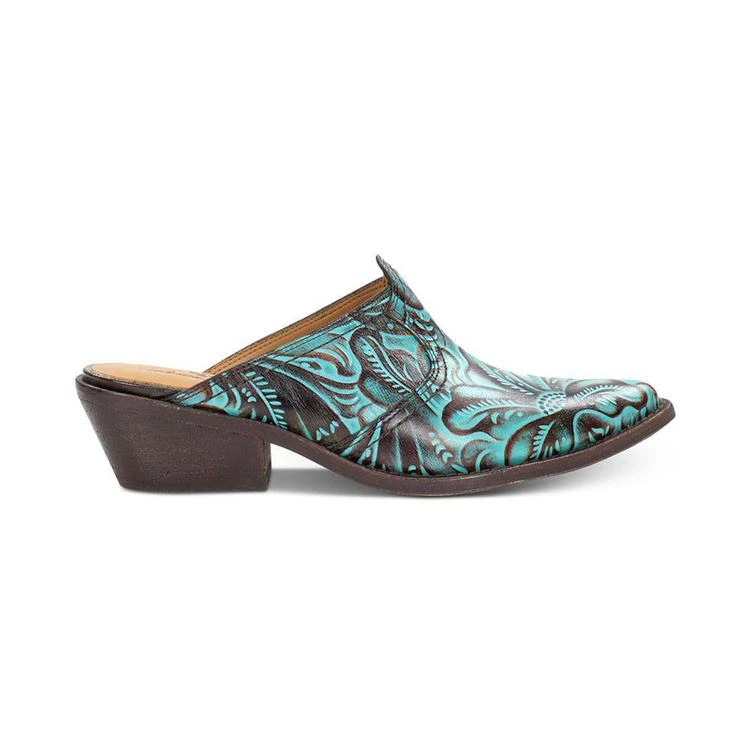 商品Patricia Nash|Turquoise Tooled Battista Mules,价格¥652,第4张图片详细描述