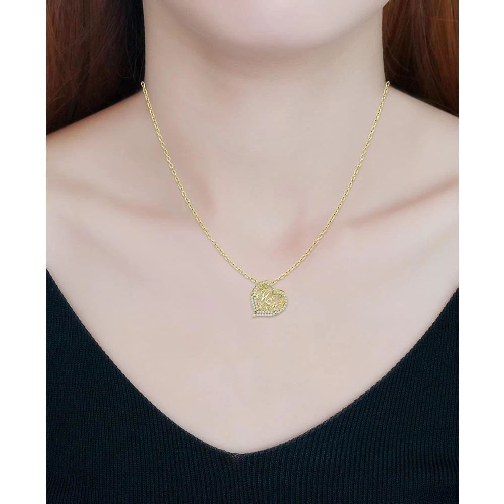 商品Giani Bernini|Cubic Zirconia Mom Heart Pendant Necklace in 18k Gold-Plated Sterling Silver, 16" + 2" extender, Created for Macy's,价格¥298,第2张图片详细描述