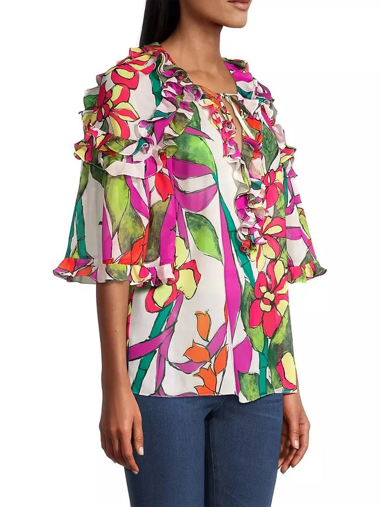 商品UNGARO|Kamilah Floral Chiffon Blouse,价格¥1385,第4张图片详细描述