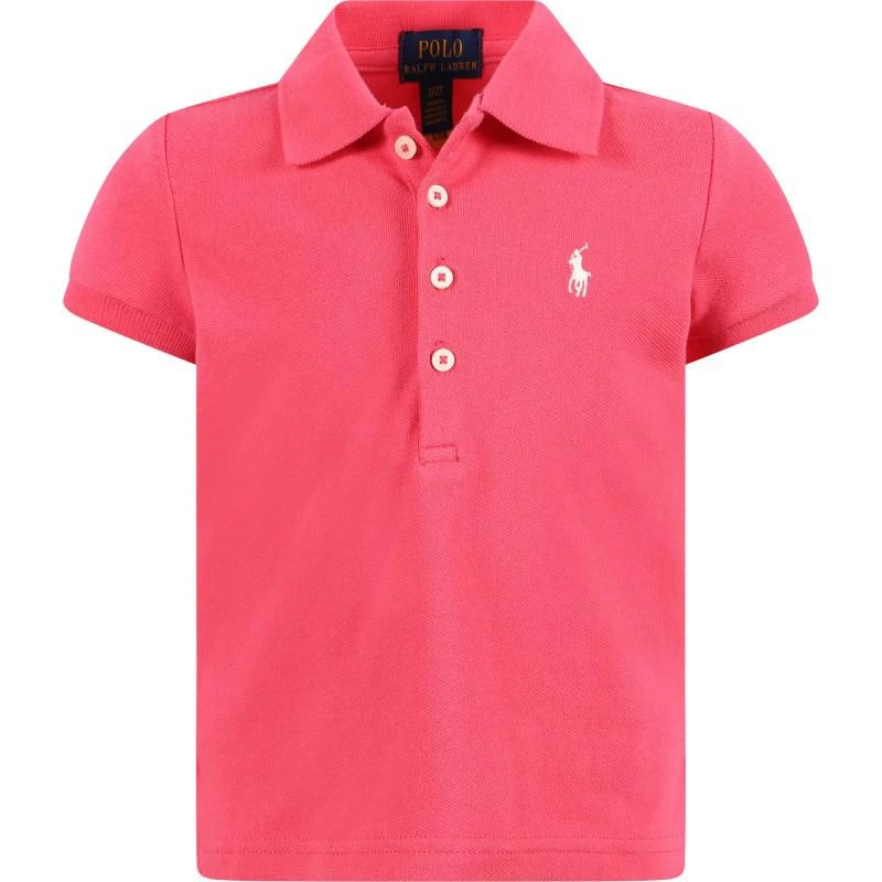 商品Ralph Lauren|Logo embroidery baby girls polo shirt in pink,价格¥449,第1张图片