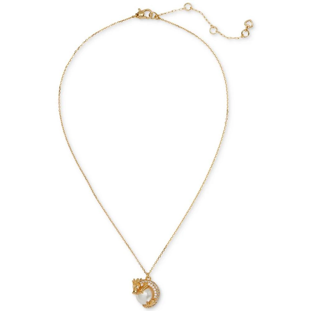 商品Kate Spade|Gold-Tone Pavé & Imitation Pearl Dragon Pendant Necklace, 16" + 3" extender,价格¥440,第2张图片详细描述