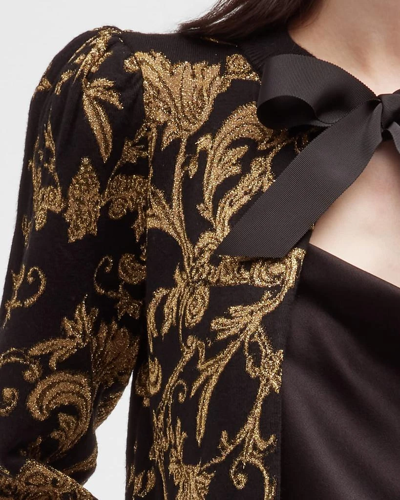 商品Alice + Olivia|Kitty Baroque-Print Puff-Sleeve Cardigan,价格¥2154,第5张图片详细描述