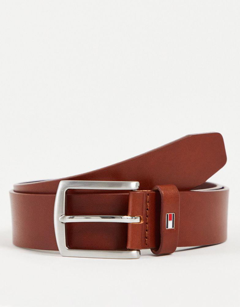 商品Tommy Hilfiger|Tommy Hilfiger new denton 3.5cm leather belt in dark tan,价格¥320,第1张图片