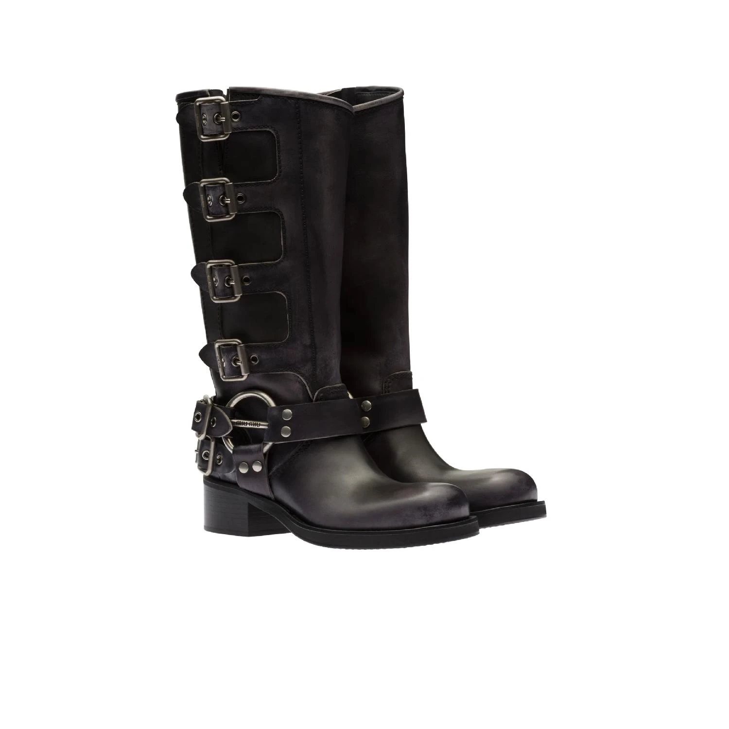 商品Miu Miu|【预售】 缪缪 24秋冬 女士 高筒靴 Bottes en cuir 5W792D_3F33_F0002_F_A050,价格¥17831,第1张图片
