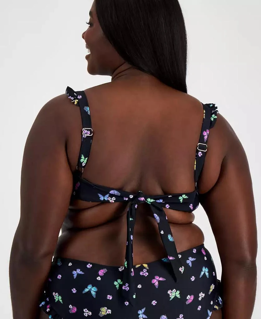 商品California Waves|Salt + Cove Plus Size Butterfly-Print Ruffled Bikini Top, Created for Macy's,价格¥55,第2张图片详细描述