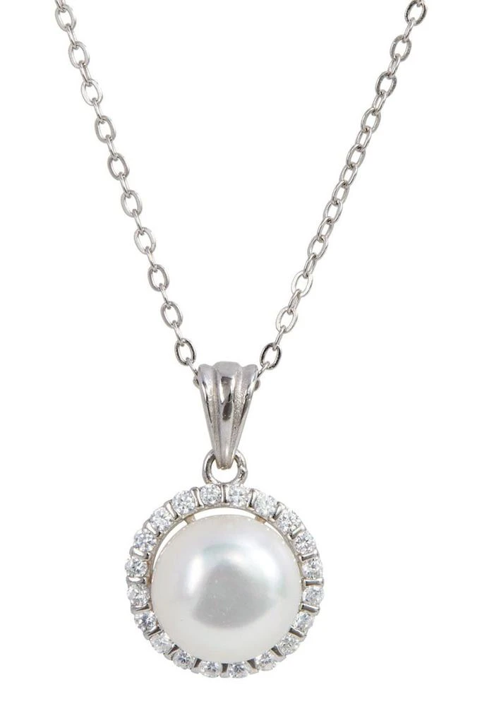 商品Savvy Cie Jewels|Sterling Silver Cultured Freshwater Pearl Halo Pendant Necklace,价格¥379,第1张图片