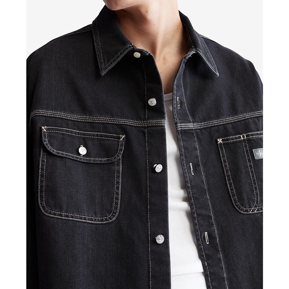 商品Calvin Klein|Men's Washed Black Denim Workshirt,价格¥658,第5张图片详细描述