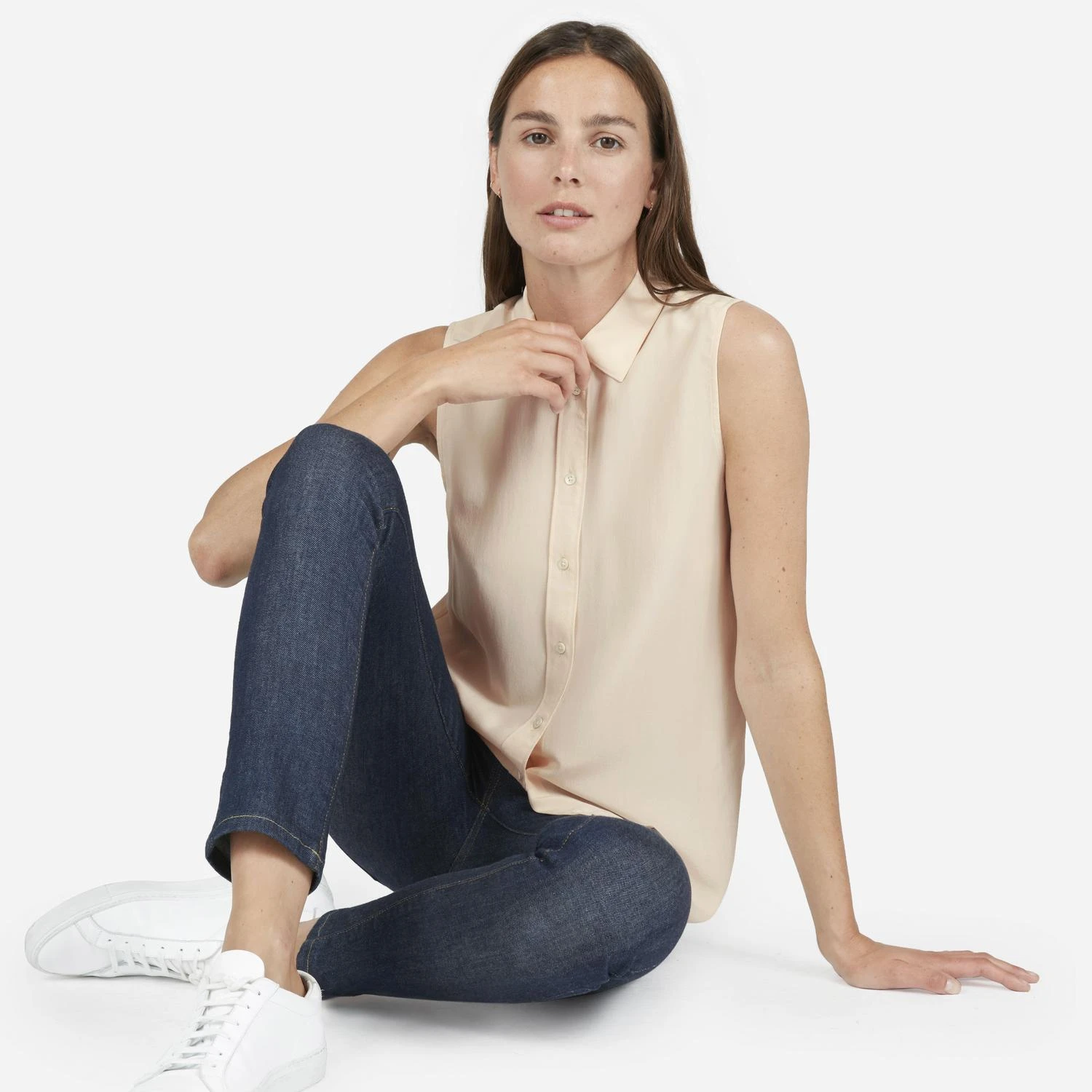 商品Everlane|休闲真丝无袖衬衣,价格¥385,第1张图片