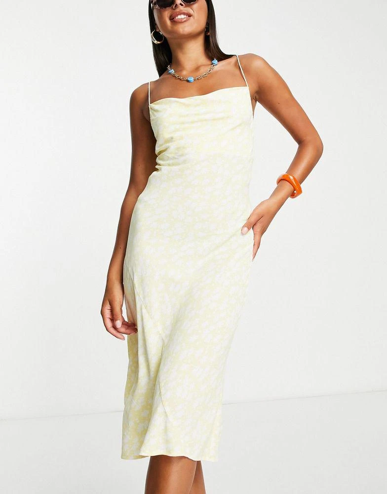 商品RVCA|RVCA X Camille Rowe Phoebe beach slip summer midi dress in lemon ditsy print,价格¥298,第4张图片详细描述