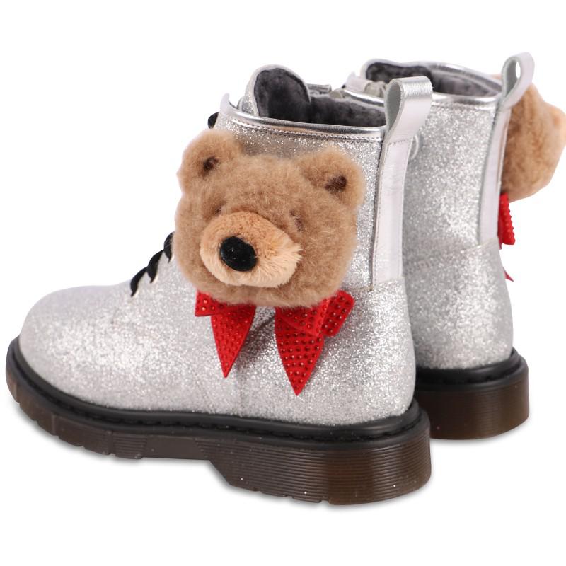 Teddies and bows glitter boots in silver商品第2张图片规格展示