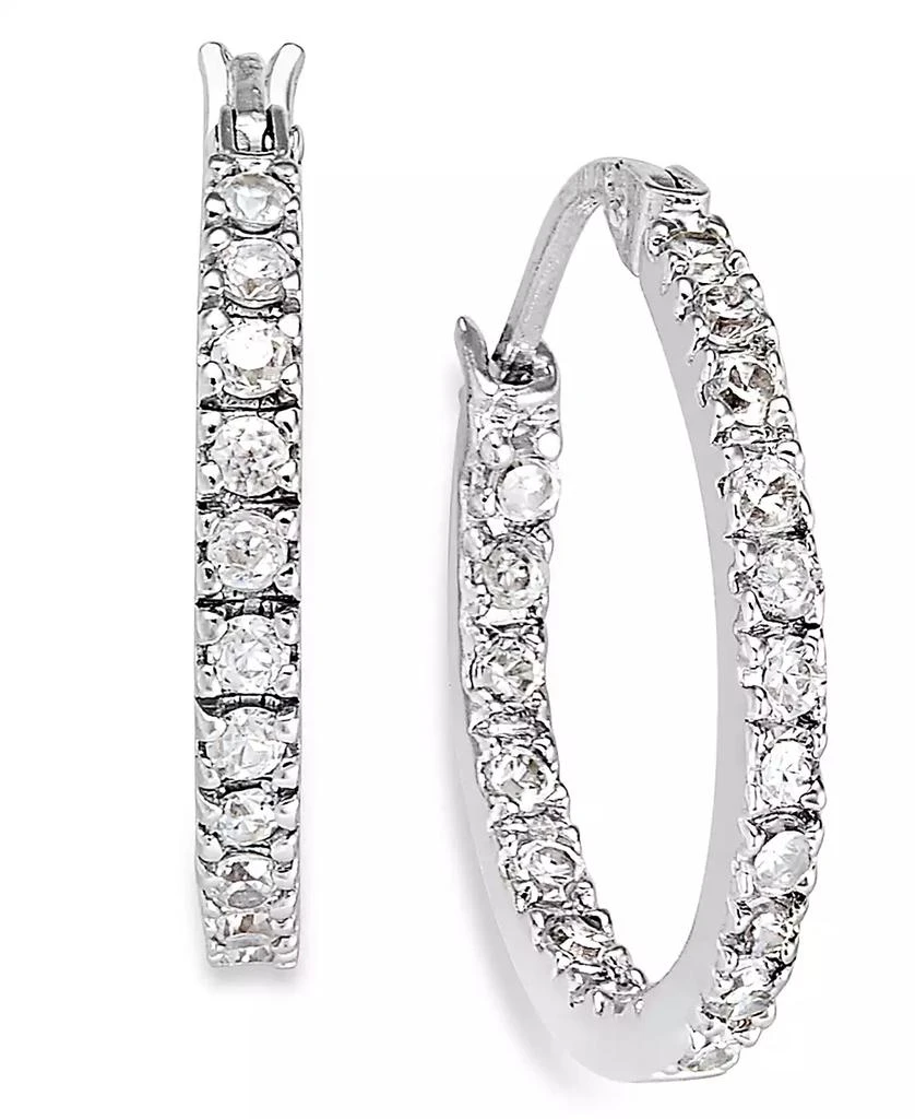 商品Giani Bernini|Small Sterling Silver Earrings, Cubic Zirconia Hoop Earrings, 0.6", (3/4 ct. t.w.),价格¥124,第1张图片