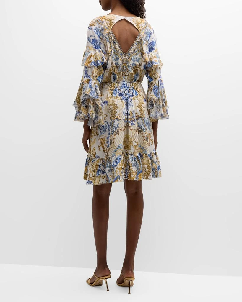 商品Camilla|Soul Searching Short Silk Ruffle Wrap Dress,价格¥2454,第4张图片详细描述