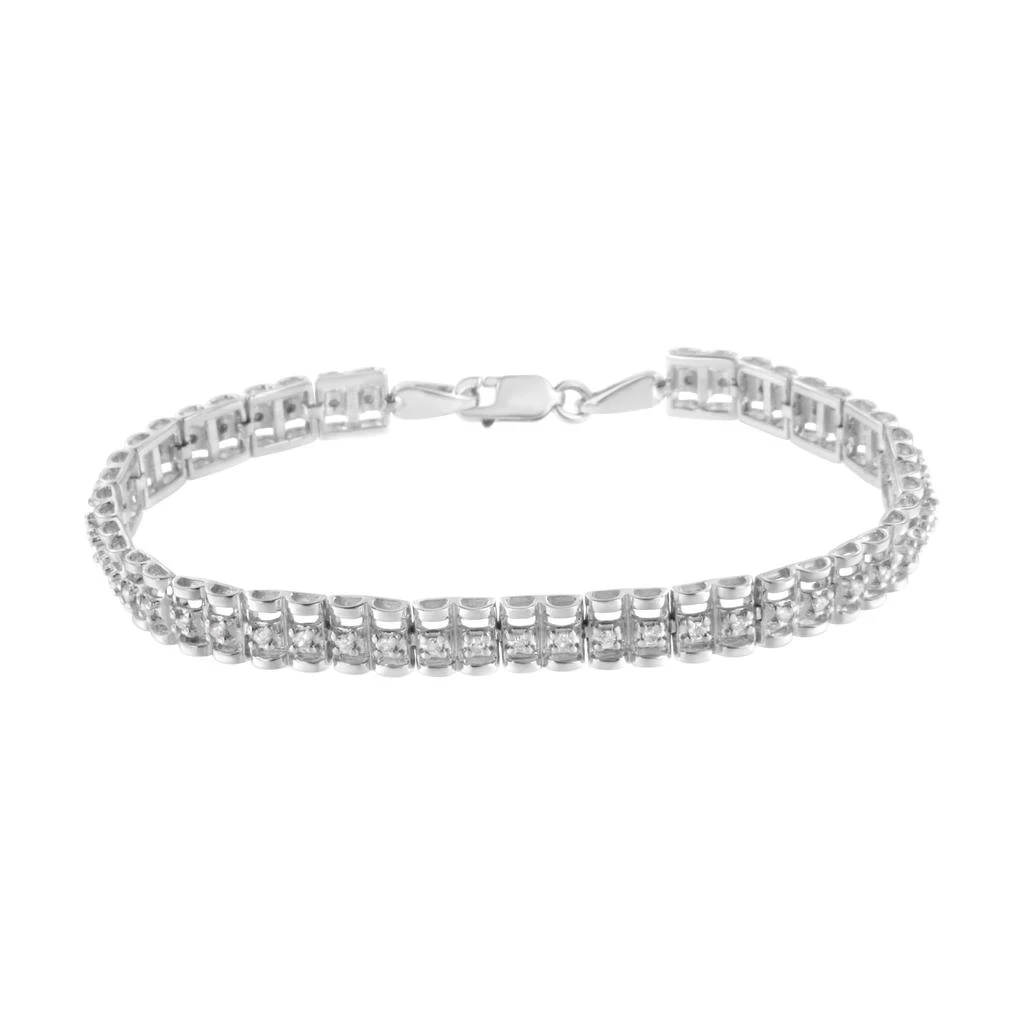 商品Haus of Brilliance|.925 Sterling Silver 1/4 cttw Round-Cut Diamond Double-Link Tennis Bracelet,价格¥2643,第2张图片详细描述