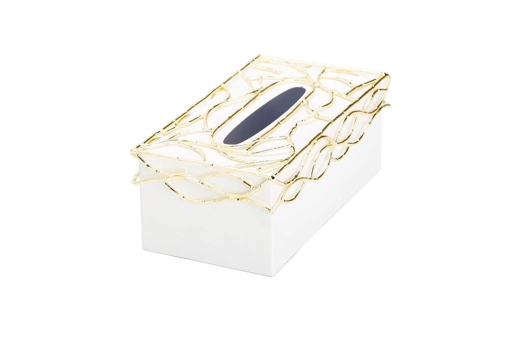 商品Classic Touch Decor|White Tissue Box Gold Mesh Design on Cover,价格¥465,第1张图片