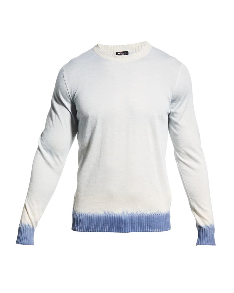 Men's Painted Trim Cotton Crewneck Sweater商品第2张图片规格展示