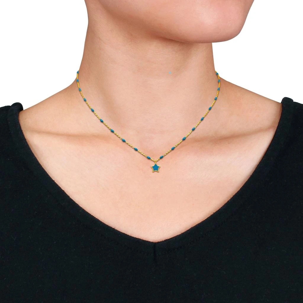 商品Mimi & Max|Womens 14K Yellow Gold Blue Star Necklace w/ Spring Ring Clasp - 16+2 in.,价格¥1442,第2张图片详细描述